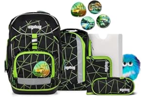 ergobag Pack Set Bundle ergonomischer Schulranzen flexibel 7-teilig Set 1. Klasse Grundschule für Mädchen und Jungen