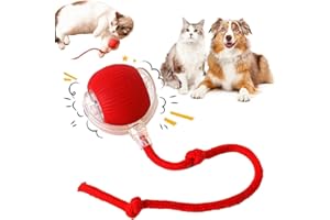 ZFFAFUR Interactive Dog Ball, Interactive Cat Toys, Electric Automatic Toys for Cats, Active Rolling Smart Dog Ball, Rechargeable Moving Toys, Stimulate Cats' Hunting Instincts, All Floors Available (Red)