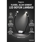 Deyhome 4 LED Esnek Boyun Okuma Lambası Pilli Eller Serbest Kitap Kamp Tamirat Işığı Siyah
