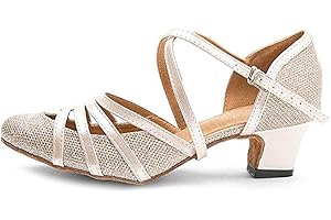 HROYL Zapatos de Baile Latino Mujer Cerrados Salsa y Bachata Tango Zapatos Baile Flamenco de Salón Tacon Bajo 511-512