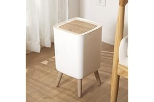 U2PICK Mini Trash Bin with Lid, 10 Liter Garbage Bin, Modern Waste Bin with Legs, Plastic Trash Can Suitable for Kitchen, Bathroom, Bedroom, Living Room, Office, Outdoor, Dog Proof ，Square