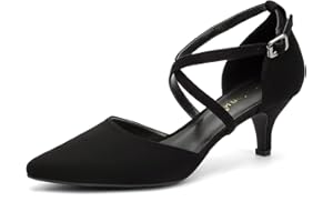 Greatonu Sandali con Tacco Gattino Punta Chiusa Cinturino alla Caviglia Scarpe da Festa Donna Borgogna