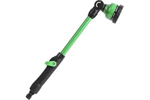 STYDDI Metal Watering Lance with Pivoting Head, Metal Garden Hose Spray Lance with Thumb Flow Control, 45cm Garden Nozzle Sprayer with 9 Patterns, Green