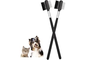 ZIRANEE Dog Tear Stain Remover Comb,2 PCS Dog Flea Comb Double-Sided Tear Stain Remover Comb Grooming Comb Eye Comb Brush for Pet Cat Dogs Kitten Puppy