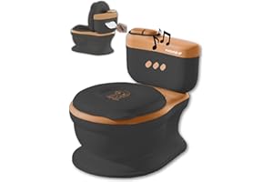 Twinky® Töpfchen für Baby & Kind – 3-in-1 Potty Trainer & Kindertoilette für Baby Toilette Inkl Spülklang, kompaktes Design, Musik und Rollenhalter – perfekter Toilettensitz für Kinder – schwarz.