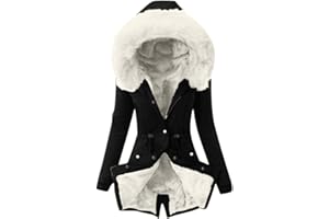 Cunhuan Winter Jackets for Women uk Winter Coats Thick Fleece Lined Warm Zip Up Plus Size Outerwear with Fuffly Hood Parka Jackets Long Sleeve Tops Outerwear Outfits Sweatshirts Overcoats