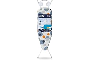 Minky Marine Ironing Board with 114 x 38cm Ironing Surface, Angled Iron Rest, Iron Board with Adjustable Height up to 94cm & Non-Slip Feet, Foldable, Made in the UK