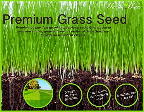 NEW Garden Guru 2KG Highest Quality Grass Seed. Our Lawn Seed Covers Upto 70sqm For A New Lawn And 110sqm For An Established Lawn. Garden Guru Grass Seed Is The Fastest Growing Most Hard Wearing Lawn Seed On The Market. With Our Blend Drought And Heat Resistant It Is Scientifically Manufactured In The UK To Suit Our Climate All Year Round. Ideal For Improving Existing Grass, Repairing Patches Or Creating New Lawns. Our Blend Is Also Suitable As A Shady Grass Seed. Certified By Defra.
