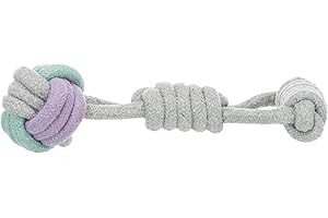 TRIXIE Junior Knoten-Ball am Tau - praktisches Hundespielzeug zum Tauziehen für Welpen - ø 6/23 cm, Zerrspielzeug für Hunde - 32813