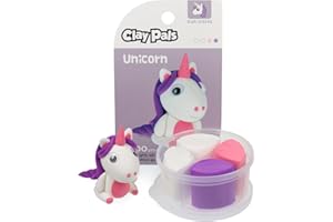 STANDS OUT, SUPPLYING OUTSTANDING GIFTS Clay Pals Unicorn - Easy Sculpt Fun Fast Air Drying Non Toxic Quick Dry Ultra Light Creative Clay Art and Craft Modelling Set for Kids