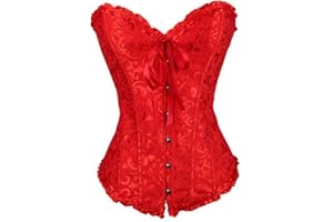 Sxybox Damen Korsett Bauchweg Vollbrust Corsage Wäsche schnürt Sich Oben Satin ohne Knochen mit G-String