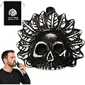 NKFBEV Aztec Death Whistle, 125 dB Hurlant Aztec Death Whistle, Sifflets de Guerre Aztèque Avec Pochette à Cordon Incluse, son humain authentique, pour Halloween et Le Jour Des Morts (D）