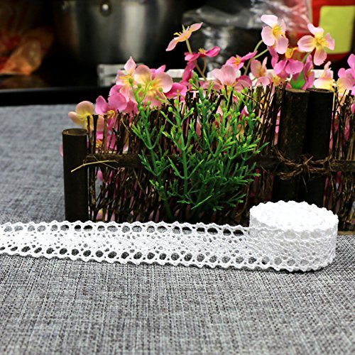 10 Meter Spitzenborte weiß Spitzenbordüre Vintage Spitzenband Dekoband,Spitze, Schleife,Schleifenband Weihnachts Hochzeit Borduere Geschenk (Weiß) - 5