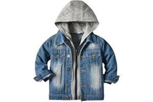 FYMNSI Bebé Niño Niña Chaquetas Vaquera con Capucha Abrigos para Infantil Moda Denim Jacket de Manga Larga Ropa de Mezclilla Jacket Primavera Otoño Casual Outwear