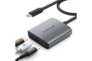 Lemorele Adaptateur USB C vers Double USB C pour Lunettes AR 4K@60Hz PD 100W, et Séparateur pour Affichage Étendu MacBook Pro/Air, iPad, Windows, Smartphone, Switch