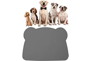 FENGZIZH Cat Food Mat, Silicone Dog Food Mat - BPA-Free, Easy Clean Pet Feeding Mat for Small Medium Cats Dogs - Non-Slip Waterproof Bowl Placemat for Home Trave (Dark Grey)