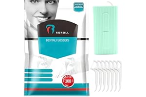 HTRTRR Bâton de fil dentaire avec étui automatique (vert), 108 bâtonnets Bâton de fil dentaire, nettoyeur interdentaire, soin efficace des dents