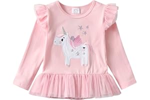 VIKITA T-Shirt Manica Corta Top Maniche Lunghe Bambina 2-10 Anni