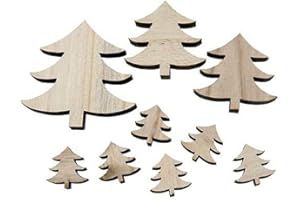 RiloStore 30 STK Bäume braun Holz Weihnachtsdeko Nostalgie Holz Tannenbäume Mix Streuteile Basteln Deko Holzbäume