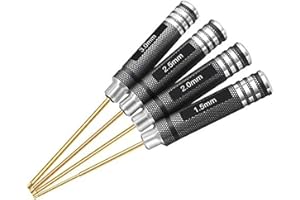 HRB POWER HRB Lot de 4 tournevis hexagonaux 1,5 mm, 2,0 mm, 2,5 mm, 3,0 mm, en titane, kit d'outils pour multi-axes FPV Racing Drone RC Quadcopter hélicoptère modèles de voiture