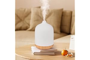 Dreamhigh® Difusor Aceites Esenciales 250ML, Cerámica Ultrasónico Difusor de Aromas con LED de 7 Colores, Humificador de Aromas-Anhidro Apagado Automático