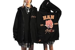 XYYYHTL Felix Hoodie Girls Women Zip STAR Album Jacket Hoodies BangChan Lee Know Changbin Hyunjin Han Felix Seungmin I.N Fashion Loose Y2K Streetwear Harajuk Felix Sweatshirt Tops