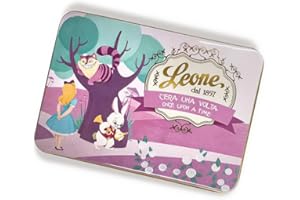 PASTIGLIE LEONE Leone dal 1857 - Latta Gelatine di Frutta Assortite - Collezione C'era una Volta - Latta Regalo Alice - Senza Glutine e Vegane - 100 gr