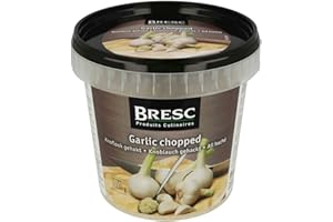 HYMOR Bresc junger Knoblauch - 1x 1kg - grob gehackt, eingelegt in mildem Sonnenblumenöl, küchenfertig für sofortigen Gebrauch, feines und mildes Aroma
