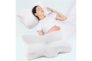 SILKENA Ergonomiczna Poduszka Pod Karkiem,Poduszka Szyjna do Snu,Poduszka z Pianki z Pamięcią,Odpowiedni dla osób śpiących na plecy,na boku i na brzuchu,Zdejmowana Poszewka 64×41×10/11cm