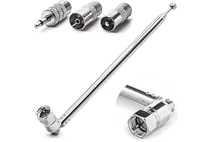 iFreGo Radio FM DAB VHF Antenna, Sostituzione Telescopica 75 Ohm Spina F Antenna FM, Autoradio Con a Stelo estensibile, Universale per TV Ricevitore Stereo Radio Portatile