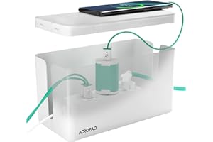 ACROPAQ Boîte Cache Câble - Petit (23,5 x 12 x 11,5 cm), Boîte de Rangement pour Cacher Les câbles, Cacher Les multiprises, Plastique, Blanc - Cache multiprise