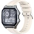 xhKJO Watchbands for Casio AE 1200 / W 218h / AE 1300 / F 91W/ W 218h / AQ S810W Strap, Silicone Watch Band Wrist Strap Bracelet Wristband for Casio W 219 / F 108WH/ AE 1000W / SGW 500H