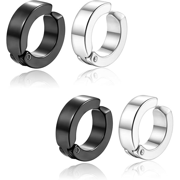 set di 2 orecchini in acciaio inossidabile 316L, con motivo a