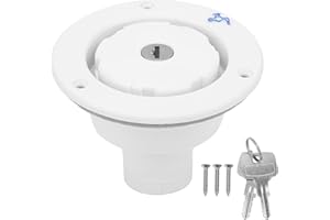 TOMOTATO Tapa de Agua con Cierre para Autocaravana, con 2 Llaves, Tapa con Bloqueo, Cerradura de Escotilla de Plato de Llenado de Entrada de Agua Dulce de Ciudad de Gravedad para RV, Remolque, Barco(Blanco)