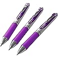Pentel EnerGel XM BL77 - Retractable Liquid Gel Ink Pen - 0.7mm - 54% Recycled - Purple - Pack of 3