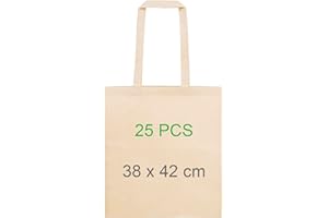 Adri Bolsa de Tela para Pintar - Algodón Con Asas Largas - 38x42cm 144g/m2 - Tote Bag Grande Reutilizable para la Compra