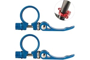 DAZISEN Bicycle Seat Tube Clip - Aluminium Alloy Ultralight Quick Release Road Bike Seatpost Seat Post Clamp 34.9mm Blue,2*Blue,34.9mm