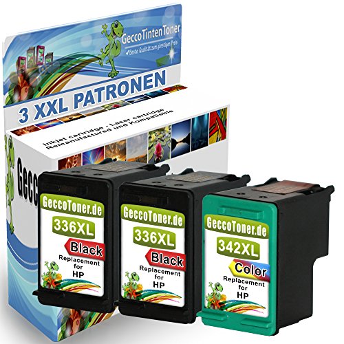 Alaskaprint 3er-Pack Kompatible Tintenpatronen als Ersatz für HP 336 XL + 342 XL (Schwarz , Farbig)