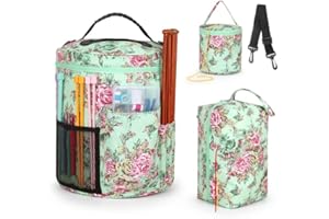 ‎KATECH Katech Aufbewahrungstasche für Wolle Grün, Wolle Tasche Häkeln Stickset Stricken, Garnaufbewahrungstasche zum Tragen von Projekten, Häkelset Tasche, Garn Aufbewahrung Tasche mit Verstellbarer Gürtel