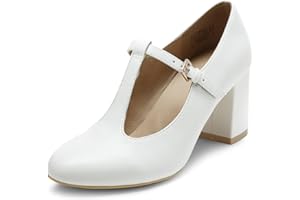 DREAM PAIRS Eleganti Scarpe da Sposa Décolleté Mary Jane con Cinturino a T per Donna