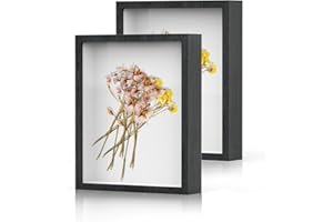 CAVWVTYU 3D Bilderrahmen zum Befüllen 20x25 cm, Tiefer zum Befüllen Quadratische Form für Wandbehang oder Desktop, Objektrahmen für Geburtstag Hochzeit Taufen Reisen Geldgeschenk Hochzeit(Schwarz, 2er-Pack)