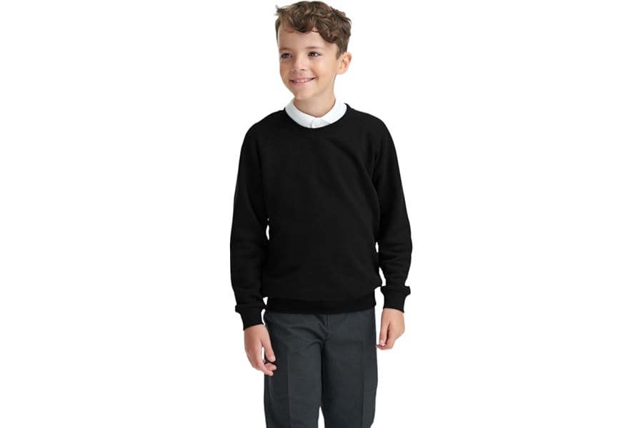 Boys Girls Unisex School Crew Neck Jumper Round Neck Fleece Sweatshirt Uniform Ages 3-16 Years