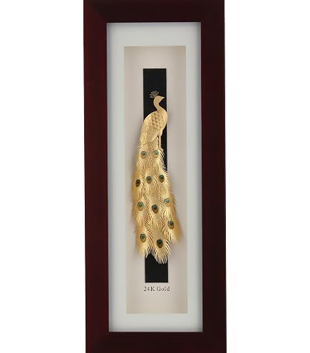 24K金メッキ コレクション フレーム付き CARATWALA 24KT Gold Plated Peacock Frame | Decorative Frame for