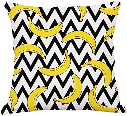 MaxG Home Decor Cotton Linen Design Banana Pattern Waves Square Throw Pillow Cases Cushion Covers For Sofa Bed 18X18 inches