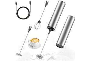 AONAT Montalatte Elettrico, Montalatte elettrico in acciaio inox, Frullino Elettrico USB Ricaricabile Schiumatore Latte, 2 Velocità Regolabile, per Cappuccino, Matcha, Caffè Schiumoso, Latte