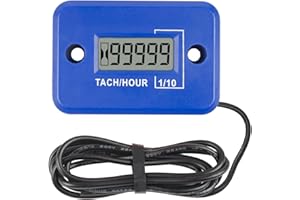 Taikemeti Drehzahlmesser Stundenzähler, zeigt Echtzeit-Drehzahl und die gesamte akkumulierte Zeit, 2-Takt & wasserdicht Design für Motorräder ATV Schneemobile Generatoren(Blau-4)