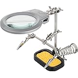 Goobay 51226 Troisième main avec loupe grossissement 2x et support de fer à souder - Support de fer à souder avec pinces et s