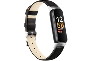 Wanme Leather Straps Compatible with Fitbit Inspire 3 Strap for Women Men, Soft Adjustable Leather Sport Bands Replacement Wristband for Fitbit Inspire 3/2/HR