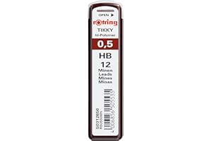 rOtring Tikky minas de recambio para portaminas de 0.5 mm, HB, 10 paquetes (120 minas)