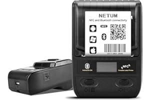 ‎NETUM Netum tragbarer Etikettendrucker, 58mm Bluetooth Thermo-Etikettendrucker mit wiederaufladbarem Akku, für Barcode, Büro, Lager, Versand, Kleidung, Schmuck, Etiketten, Drucken NT-G5